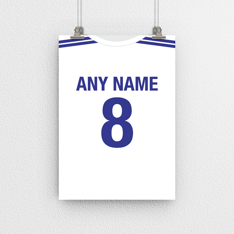 Greece Retro Home Kit Shirt Inspired Colours for Personalised Football Poster Print. Perfect item for the I Galanolefki fan.