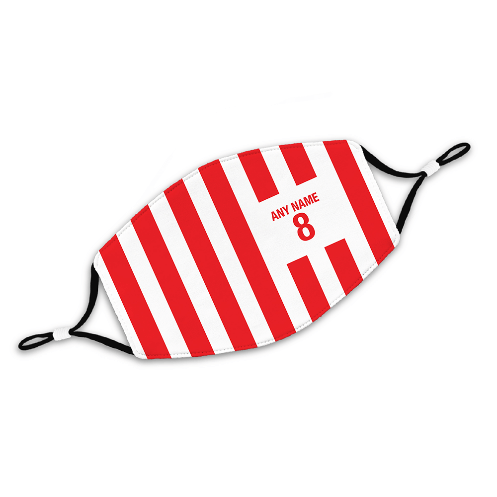 Sheffield United Inspired Retro Style Home Kit Colours 'Personalised' Football Unisex Face Mask.