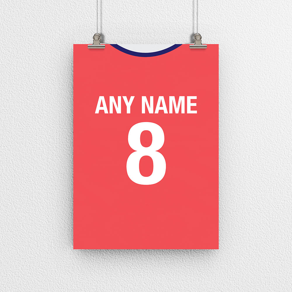 Czech Republic Retro Home Kit Shirt Inspired Colours for Personalised Football Poster Print. Perfect item for the Lokomotiva fan.