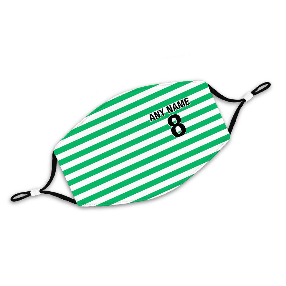 Celtic Inspired Retro Style Home Kit Colours 'Personalised' Football Unisex Face Mask.