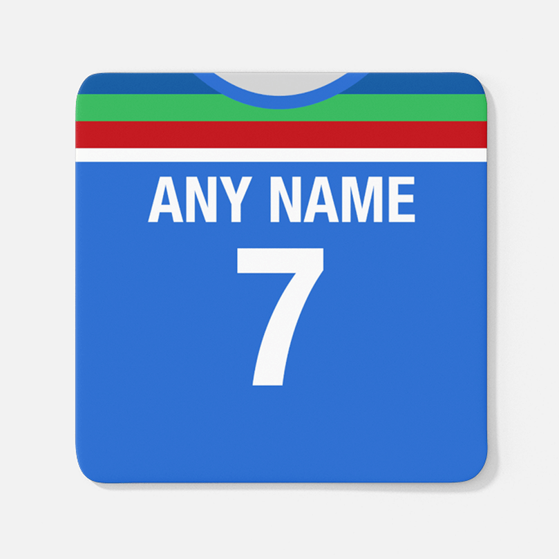Afghanistan Retro Style Home Kit Shirt Inspired Colours for Personalised Football Coaster with optional Mug. Perfect item for the Afghan fan.