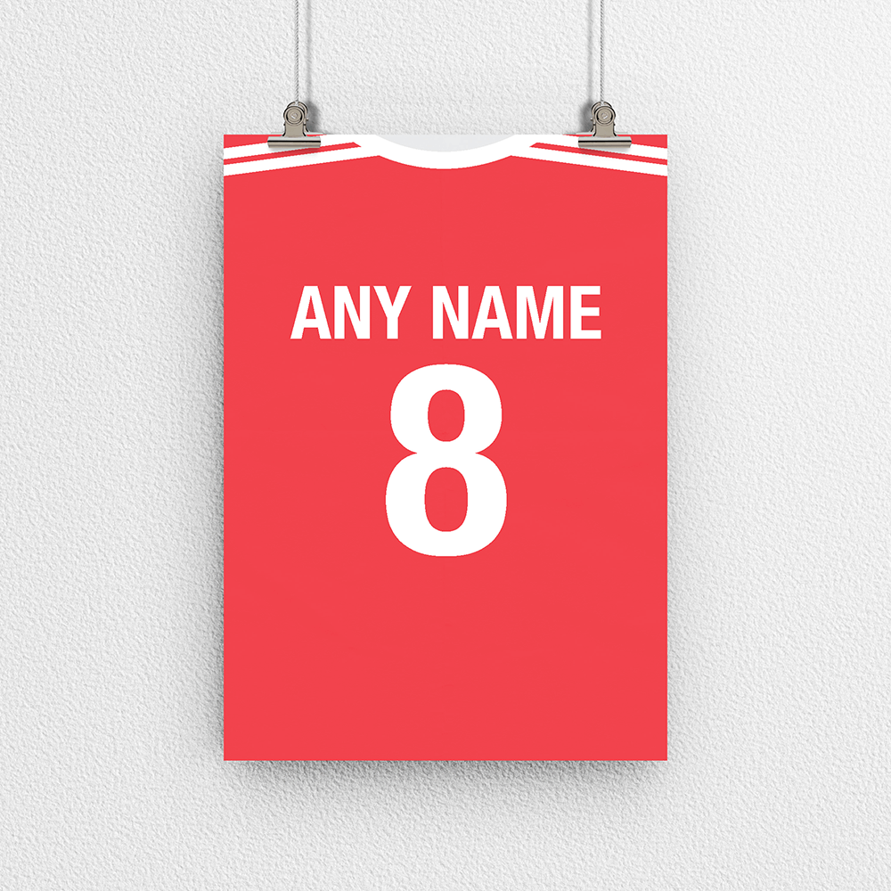 Switzerland Retro Home Kit Shirt Inspired Colours for Personalised Football Poster Print. Perfect item for The Nati fan.