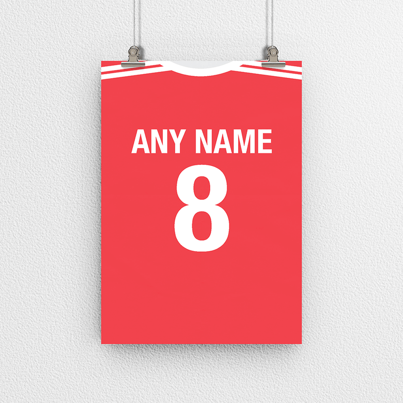 Switzerland Retro Home Kit Shirt Inspired Colours for Personalised Football Poster Print. Perfect item for The Nati fan.