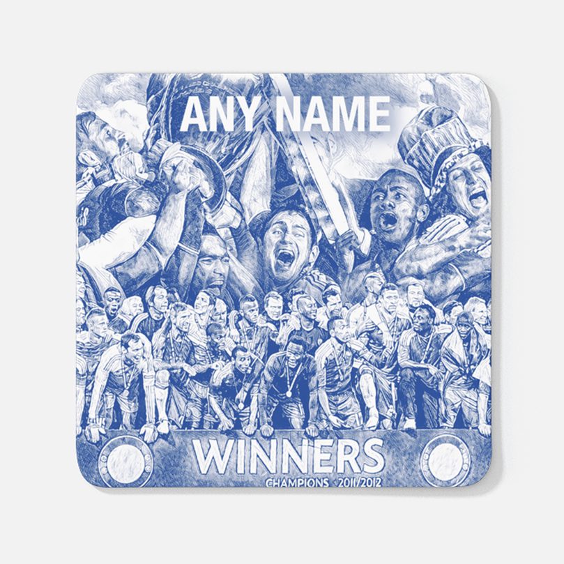 Chelsea 2011/2012 Champions of Europe Inspired Colours for Personalised Football Coaster with optional Mug. Perfect item for The Blues fan.