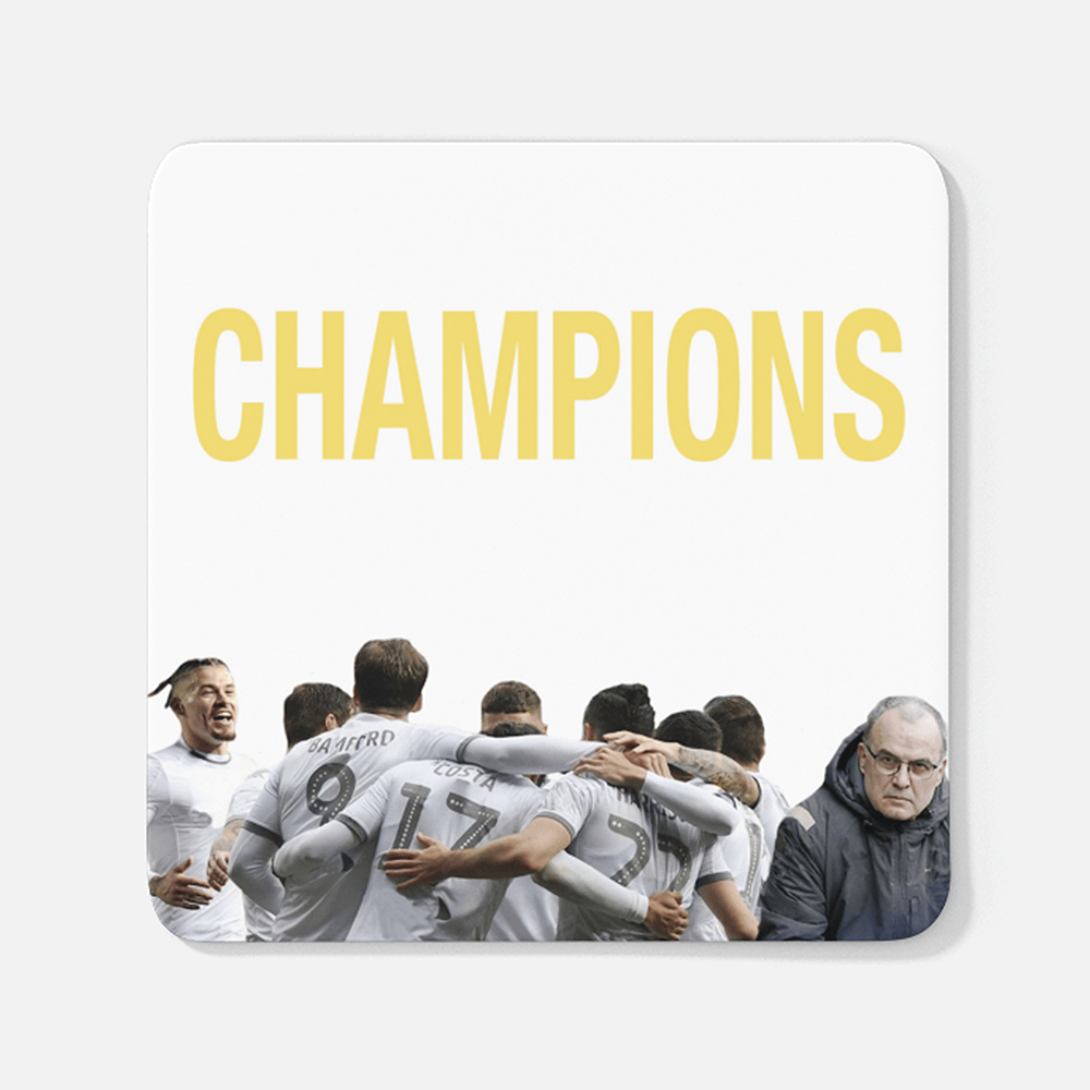 Leeds 2019/2020 Champions Inspired Football Coaster With Optional Mug Set. Perfect item for The Peacocks fan.