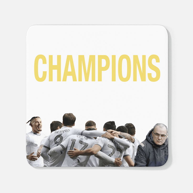 Leeds 2019/2020 Champions Inspired Football Coaster With Optional Mug Set. Perfect item for The Peacocks fan.