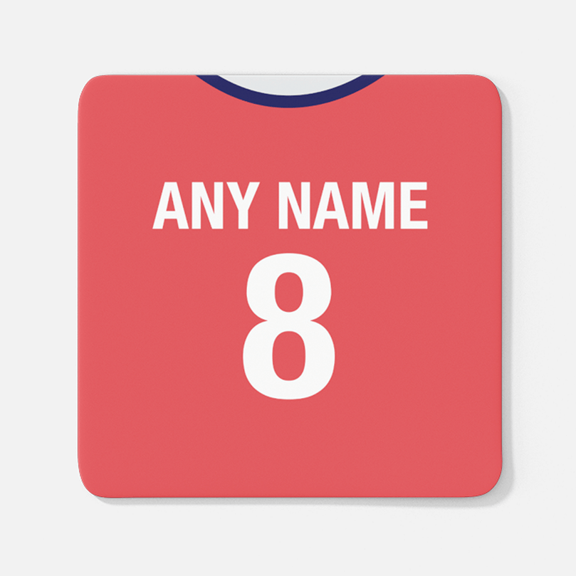 Czech Republic Retro Style Home Kit Shirt Inspired Colours for Personalised Football Coaster with optional Mug. Perfect item for the Lokomotiva fan.