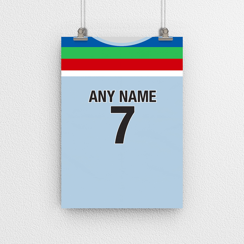 England Cricket World Cup Retro Kit Inspired 'Personalised' Poster Print.