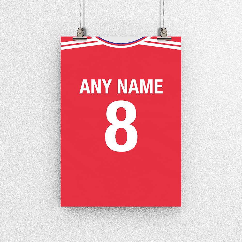 Arsenal Retro Home Kit Shirt Inspired Colours for Personalised Football Poster Print.