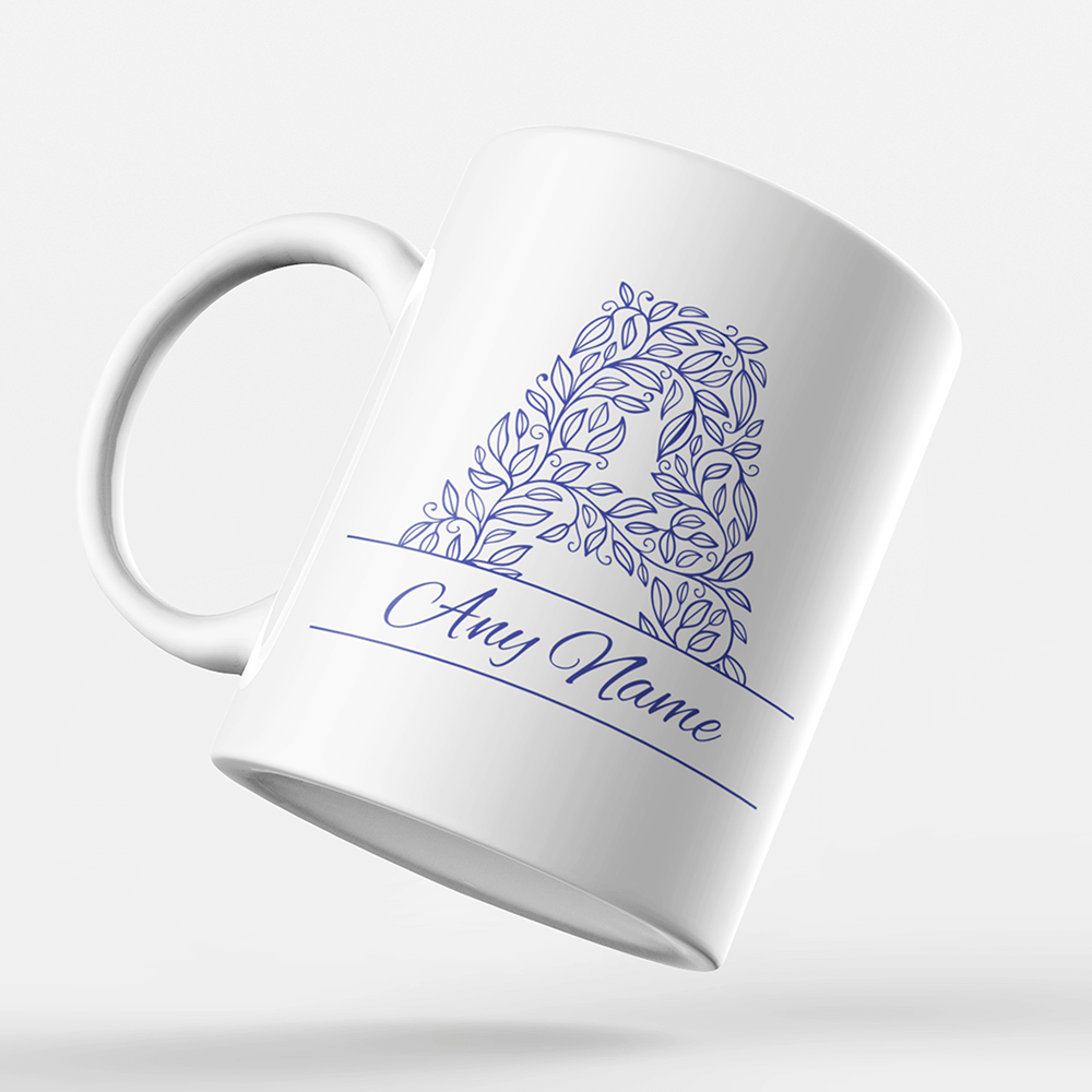 Personalised Initial Letter & Name Mug With Optional Coaster Set