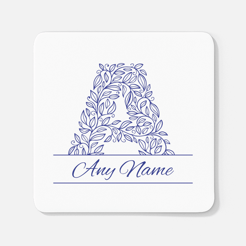 Personalised Initial Letter & Name Coaster With Optional Mug Set