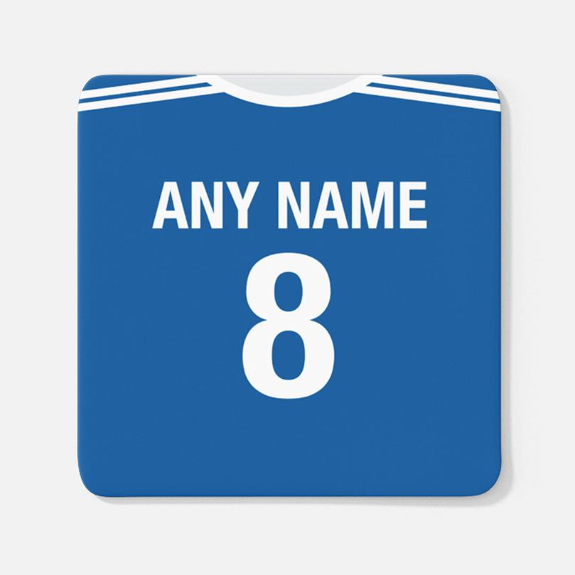 Slovakia Retro Style Home Kit Shirt Inspired Colours for Personalised Football Coaster with optional Mug. Perfect item for the Repre fan.