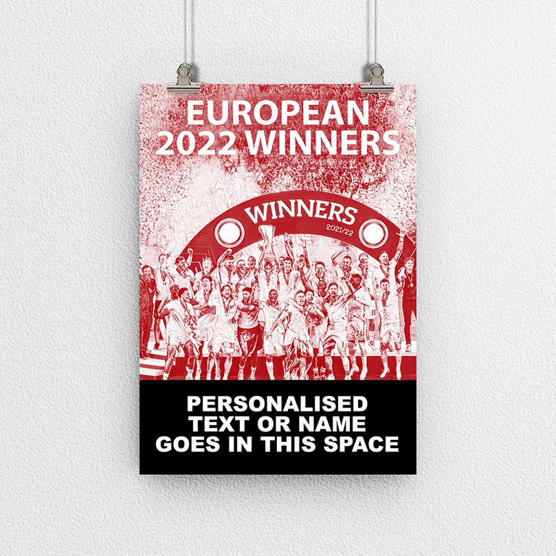 Frankfurt 2022 Europa Champions Inspired 'Personalised' Football Poster Print