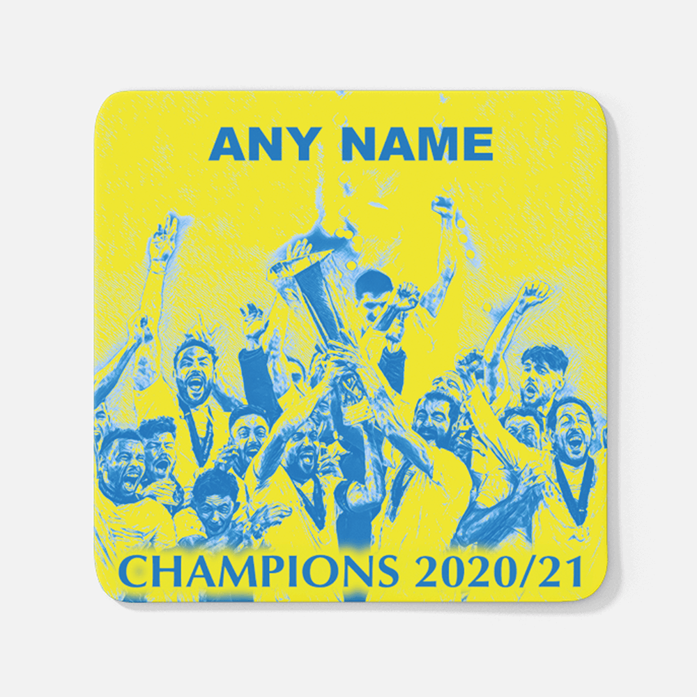 Villarreal 2020/2021 Europe Champions Inspired Personalised Football Coaster with optional Mug. Perfect item for the Yellow Submarine fan.