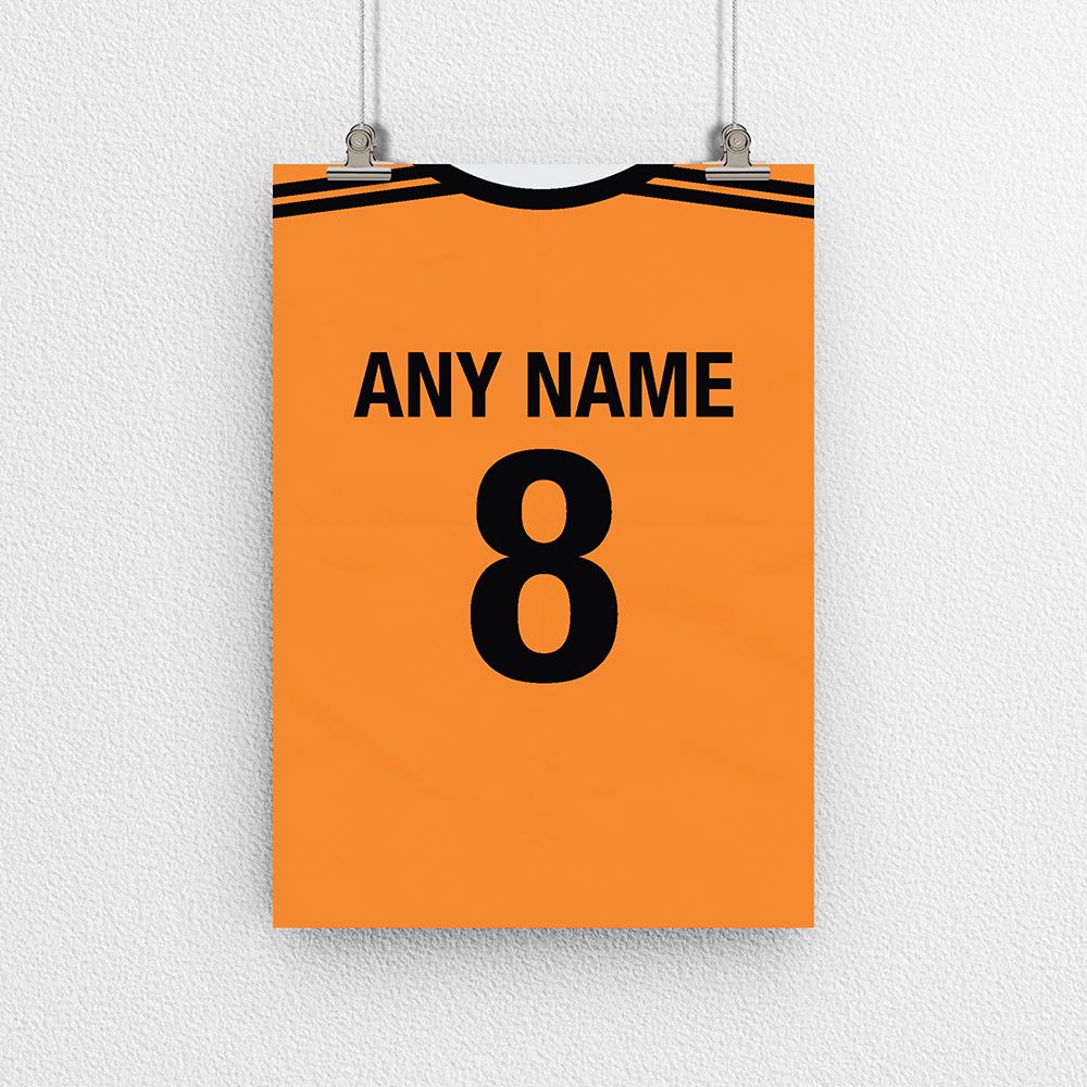 Netherlands / Holland Retro Home Kit Shirt Inspired Colours for Personalised Football Poster Print.