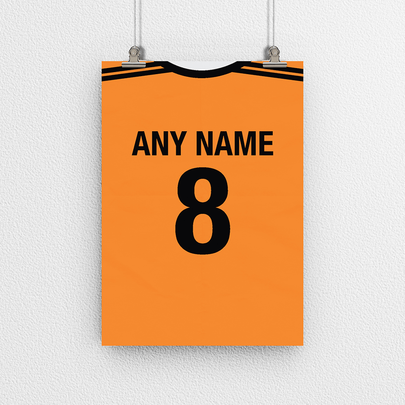 Netherlands / Holland Retro Home Kit Shirt Inspired Colours for Personalised Football Poster Print.