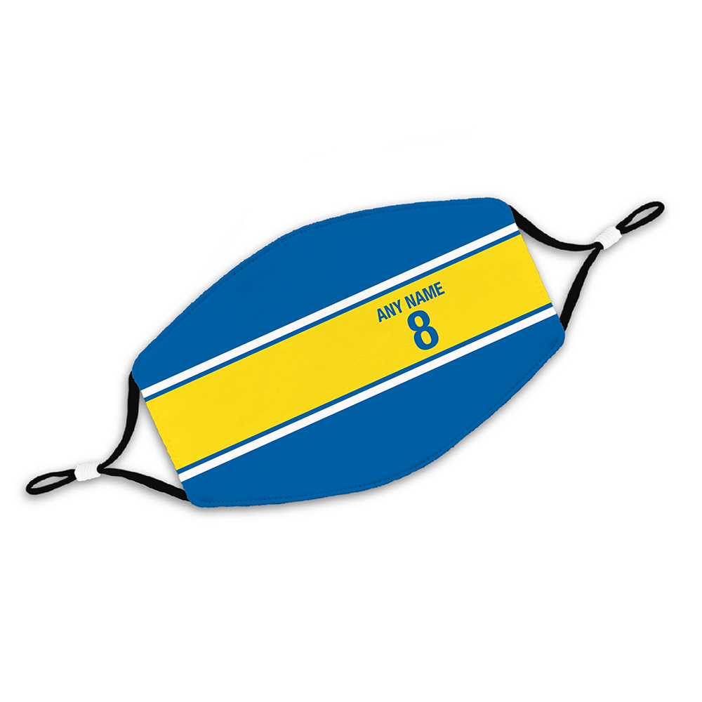 Leeds Inspired Retro Style Home Kit Colours 'Personalised' Football Unisex Face Mask.