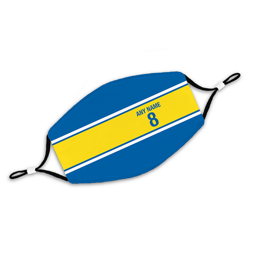 Leeds Inspired Retro Style Home Kit Colours 'Personalised' Football Unisex Face Mask.