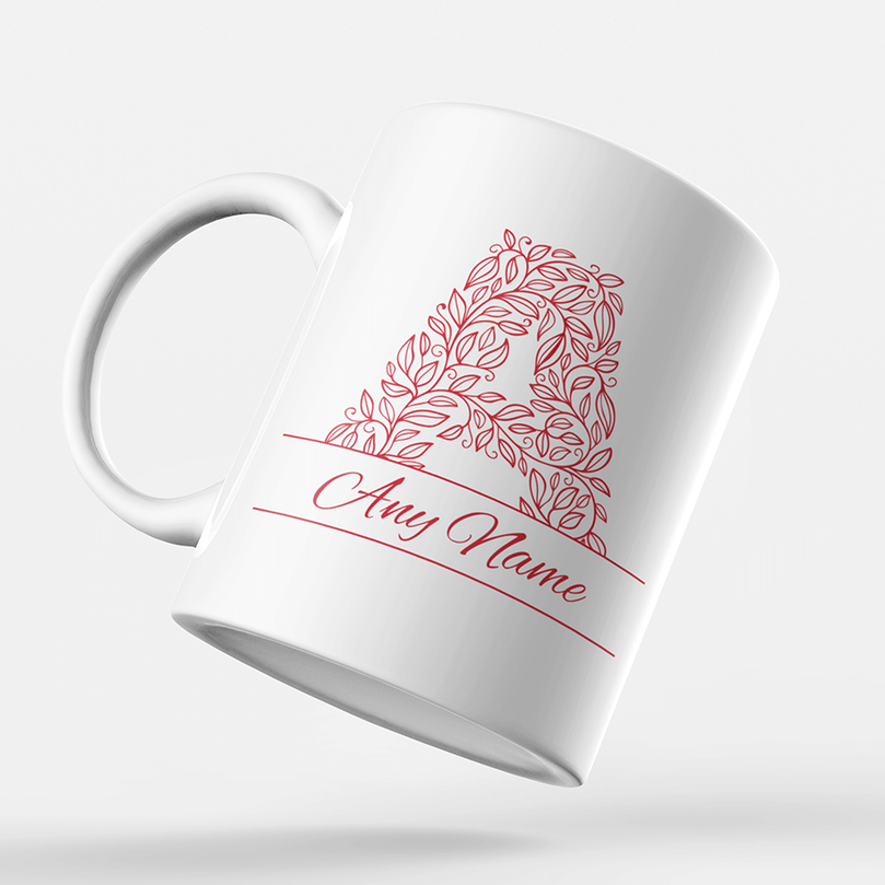 Personalised Initial Letter & Name Mug With Optional Coaster Set