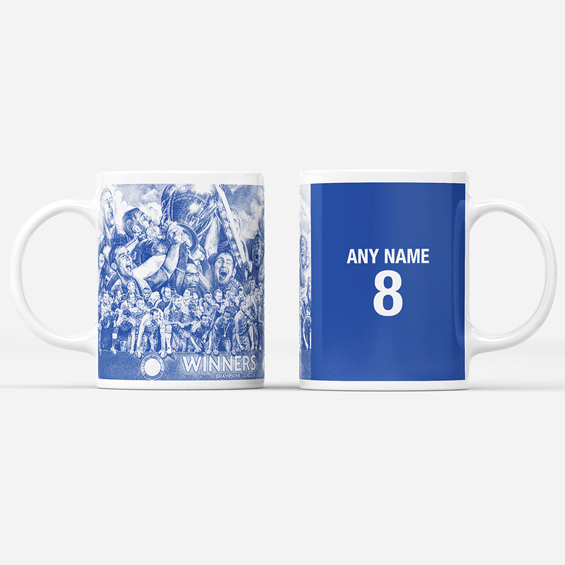 Chelsea 2011/2012 Champions of Europe Inspired Colours for Personalised Football Mug with optional Coaster. Perfect item for The Blues fan.