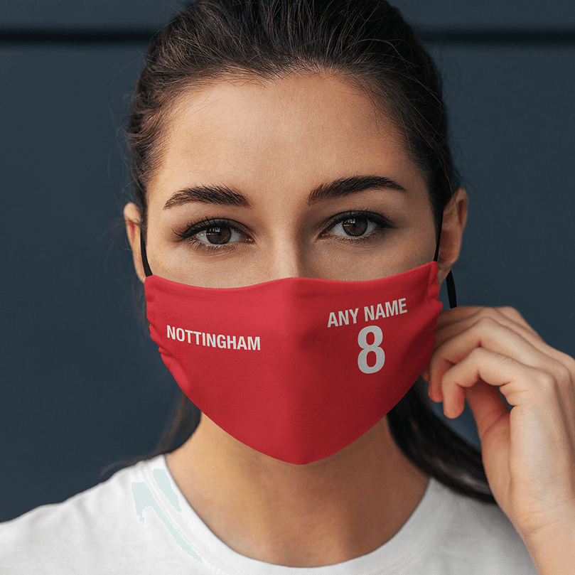 Nottingham Inspired 2020/2021 Home Kit Colours 'Personalised' Unisex Face Mask.