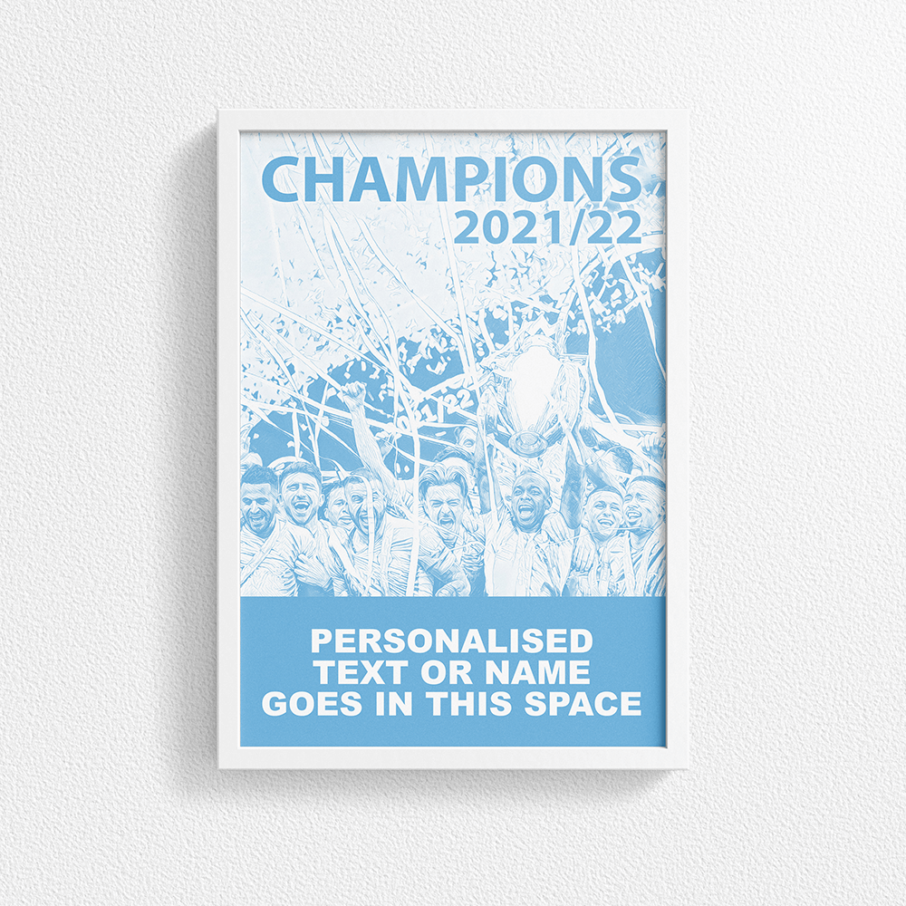 Manchester City 2021/2022 Champions Inspired 'Personalised' Football Poster Print