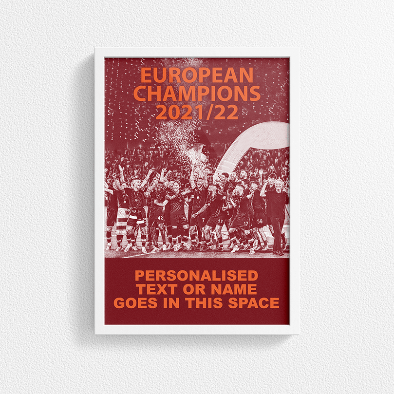 Roma / Rome 2022 European Champions Inspired 'Personalised' Football Poster Print