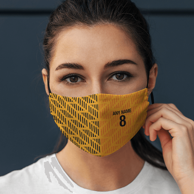 Wolverhampton Inspired Retro Style Home Kit Colours 'Personalised' Football Unisex Face Mask.