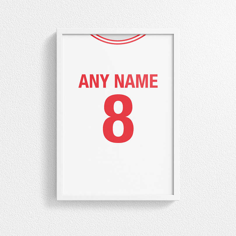 Turkey Retro Home Kit Shirt Inspired Colours for Personalised Football Poster Print. Perfect item for the Ay-Yıldızlılar fan.