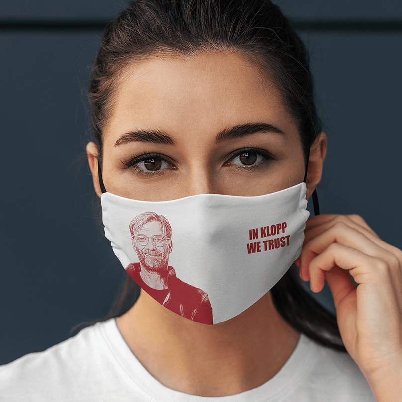 Liverpool Inspired 'In Klopp We Trust' Unisex Face Mask.