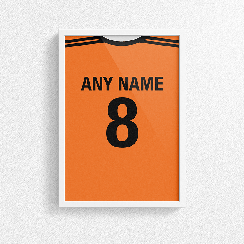 Netherlands / Holland Retro Home Kit Shirt Inspired Colours for Personalised Football Poster Print.