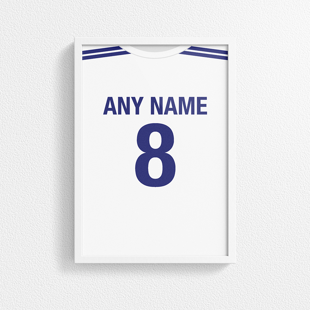 Greece Retro Home Kit Shirt Inspired Colours for Personalised Football Poster Print. Perfect item for the I Galanolefki fan.
