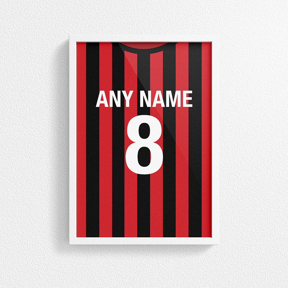 Frankfurt Inspired Retro Style Home Kit Colours 'Personalised' Football Poster Print.