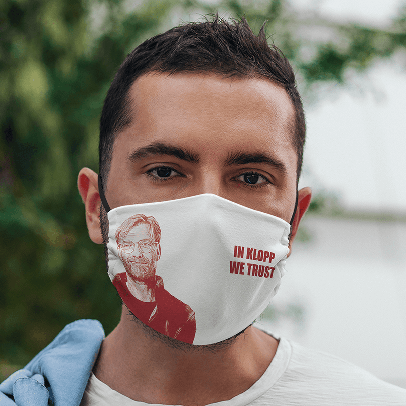 Liverpool Inspired 'In Klopp We Trust' Unisex Face Mask.
