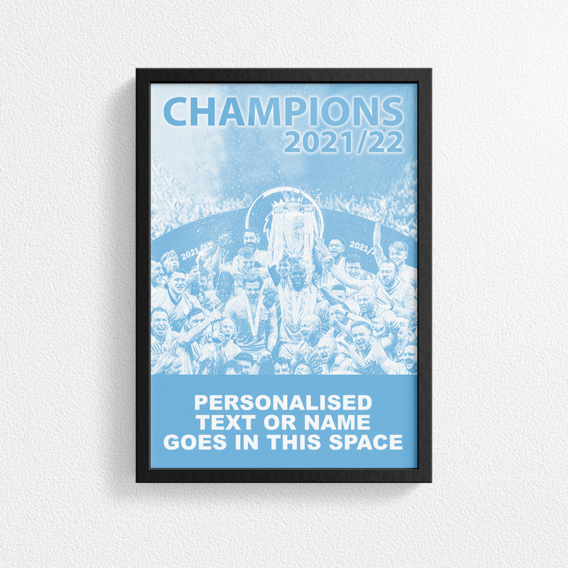 Manchester City 2021/2022 Champions Inspired 'Personalised' Football Poster Print
