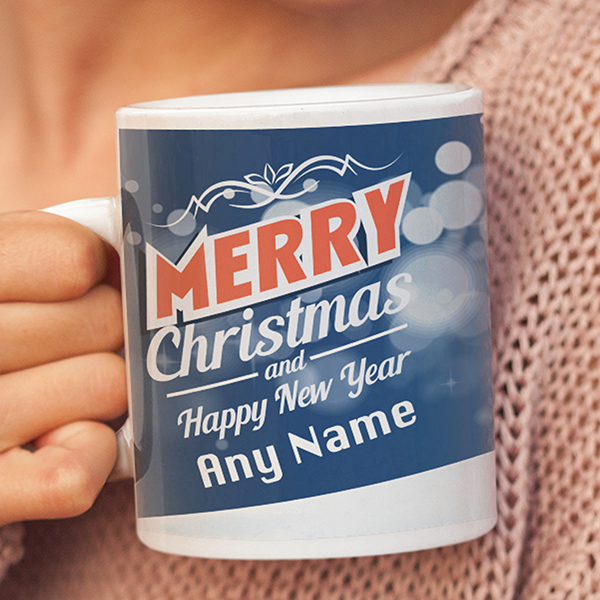 Merry Christmas & Happy New Year 'Personalised' Mug. Xmas Snowman.