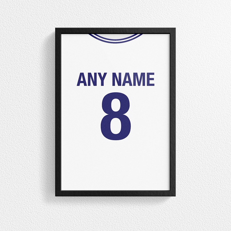 Tottenham Retro Home Kit Shirt Inspired Colours for Personalised Football Poster Print.