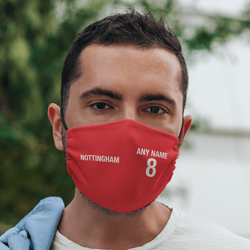 Nottingham Inspired 2020/2021 Home Kit Colours 'Personalised' Unisex Face Mask.