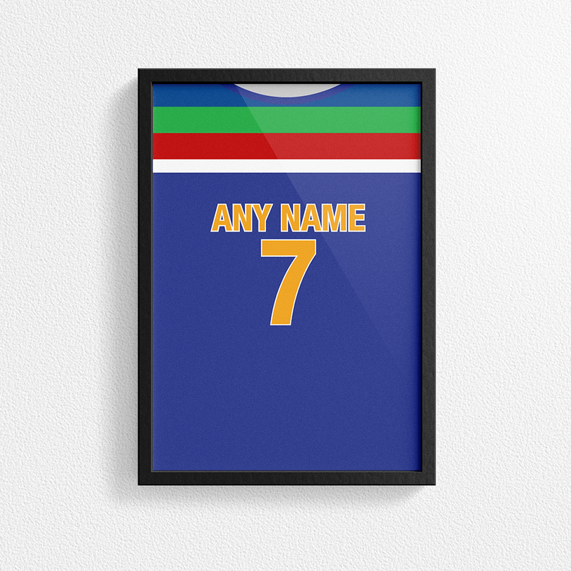 India Cricket World Cup Retro Kit Inspired 'Personalised' Poster Print.
