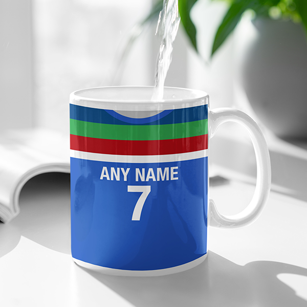 Afghanistan Retro Style Home Kit Shirt Inspired Colours for Personalised Football Mug with optional Coaster. Perfect item for the Afghan fan.