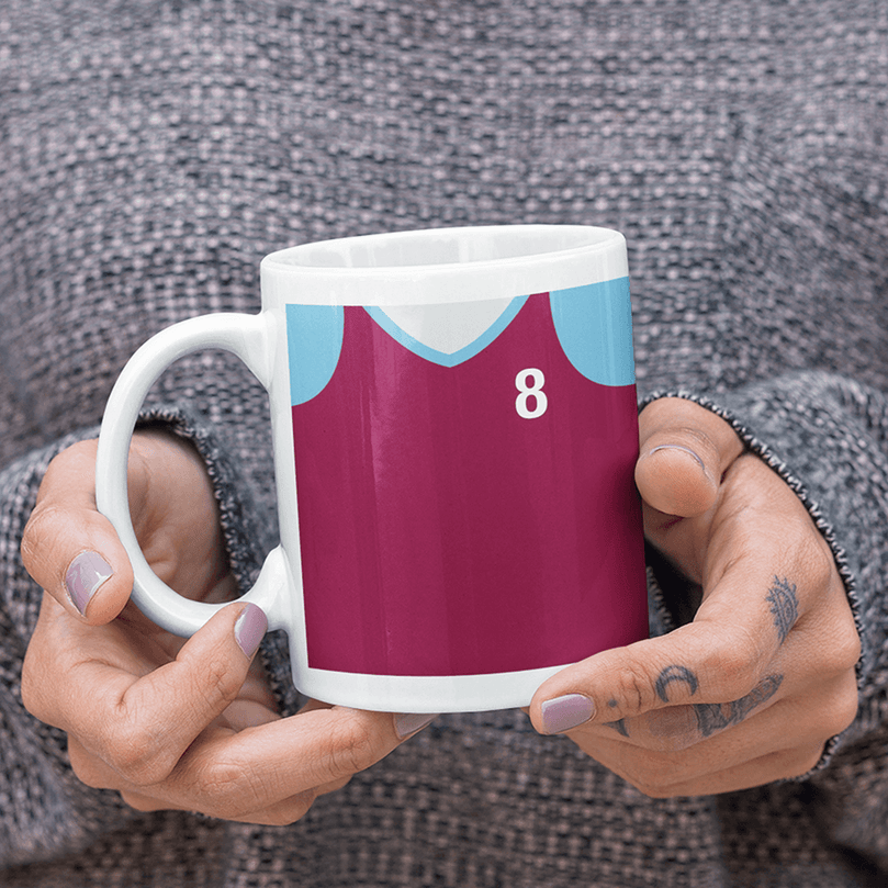 Burnley Retro Style Home Kit Shirt Inspired Colours for Personalised Football Mug with optional Coaster.