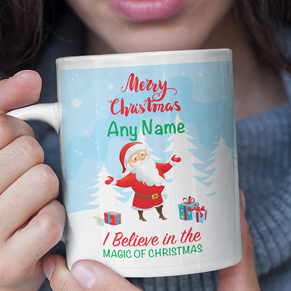 Merry Christmas 'Personalised' Mug. I Believe In The Magic Of Christmas.