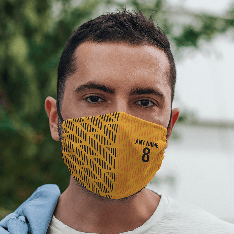 Wolverhampton Inspired Retro Style Home Kit Colours 'Personalised' Football Unisex Face Mask.