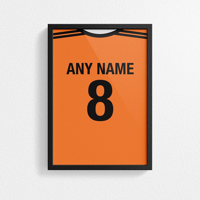 Netherlands / Holland Retro Home Kit Shirt Inspired Colours for Personalised Football Poster Print.