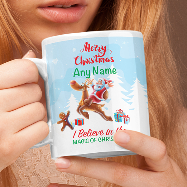 Merry Christmas 'Personalised' Mug. I Believe In The Magic Of Christmas.