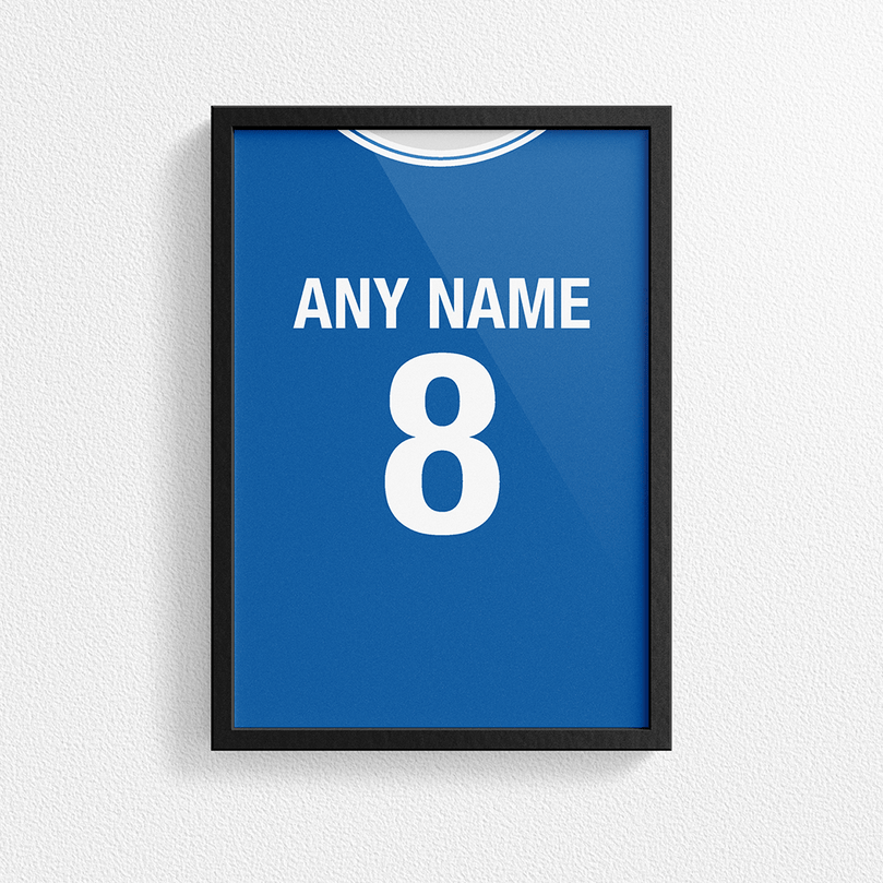 Leicester City Retro Home Kit Shirt Inspired Colours for Personalised Football Poster Print.