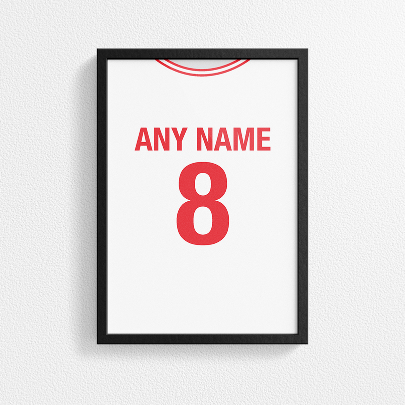 Turkey Retro Home Kit Shirt Inspired Colours for Personalised Football Poster Print. Perfect item for the Ay-Yıldızlılar fan.