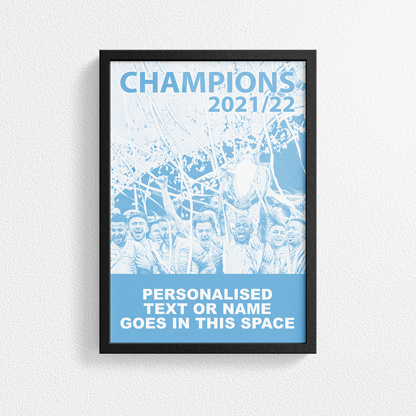 Manchester City 2021/2022 Champions Inspired 'Personalised' Football Poster Print