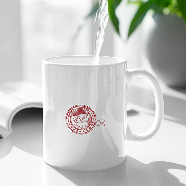 Merry Christmas 'Personalised' Mug. Santa and Rudolph Reindeer