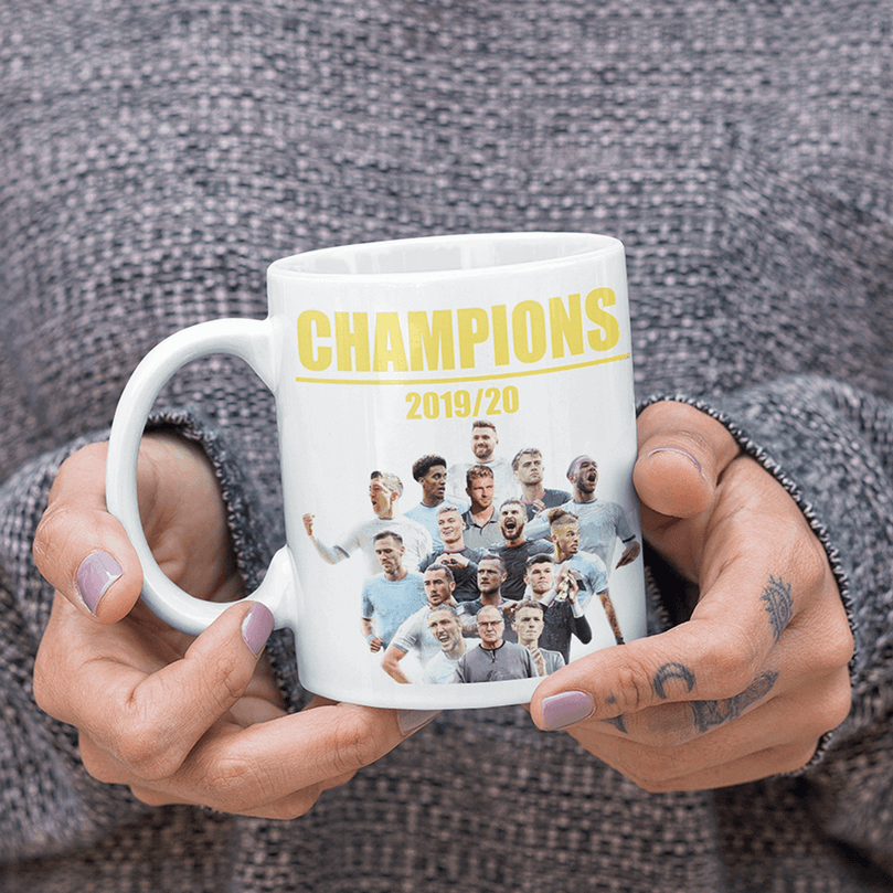 Leeds 2019/2020 Champions Inspired Colours for Personalised Football Mug with optional Coaster. Perfect item for The Peacocks fan.